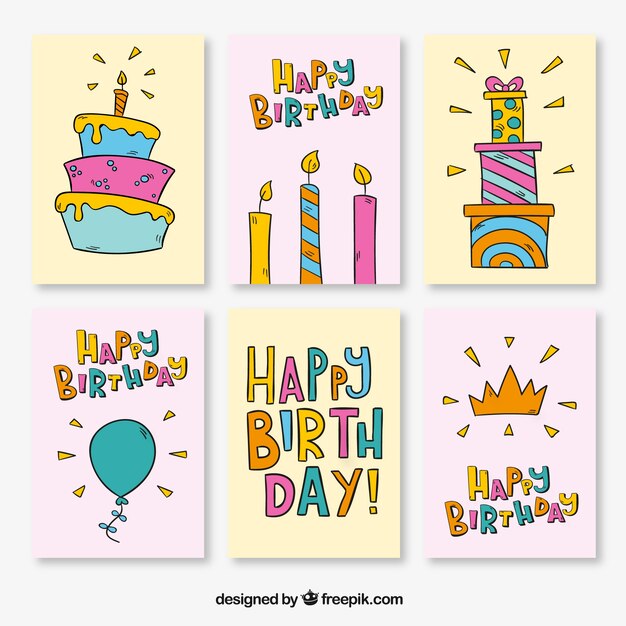 Colección de tarjetas de cumpleaños con dibujos