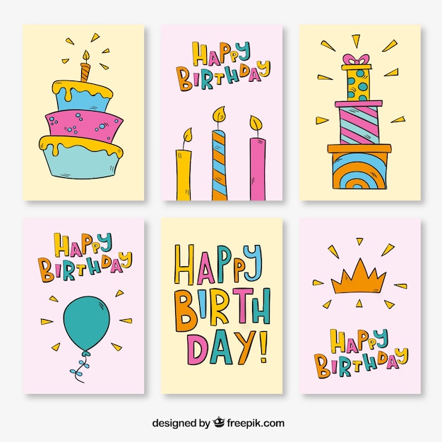 Colección de tarjetas de cumpleaños con dibujos