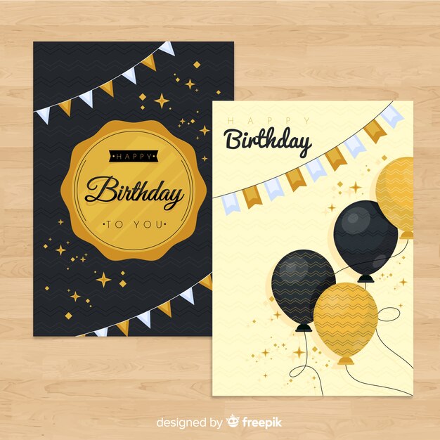 Colección de tarjetas de cumpleaños en diseño plano
