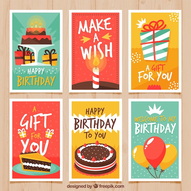 Colección de tarjetas de cumpleaños en estilo vintage