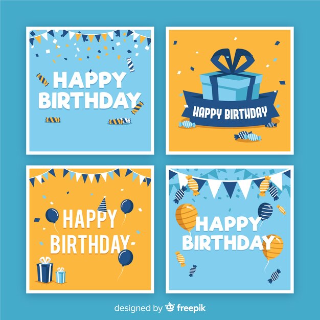 Colección tarjetas cumpleaños planas