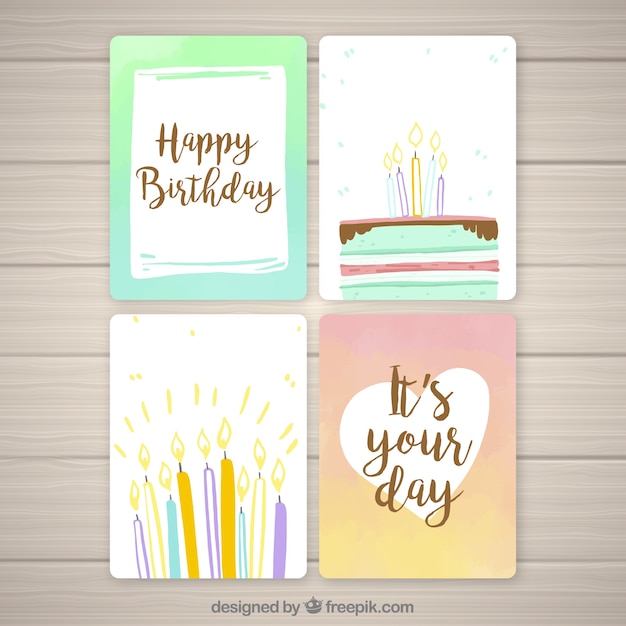 Colección de tarjetas de cumpleaños con velas