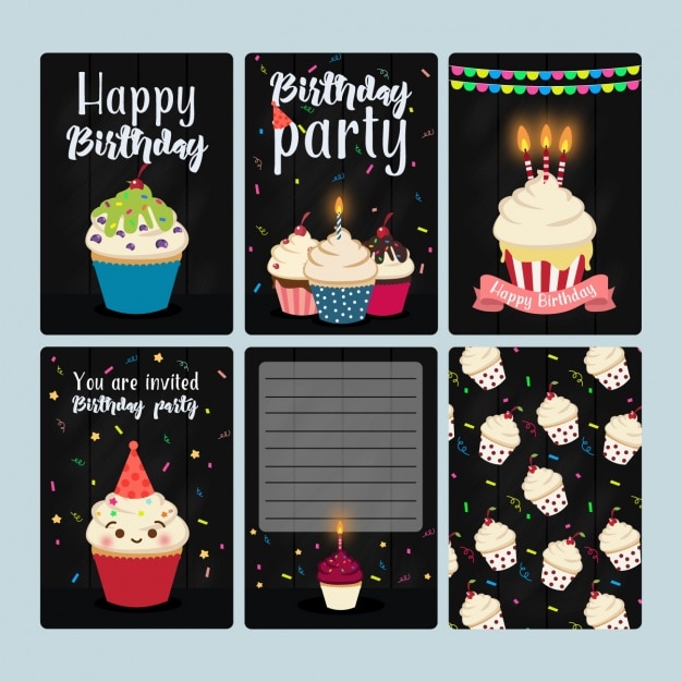 Vector gratuito colección de tarjetas de cumpleaños