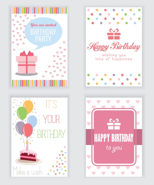 Vector gratuito colección de tarjetas de cumpleaños