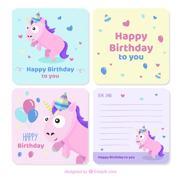 Vector gratuito colección de tarjetas de cumpleaños