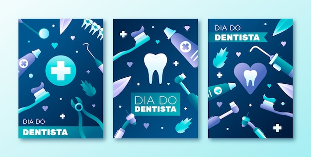 Vector gratuito colección de tarjetas de degradado dia do dentista