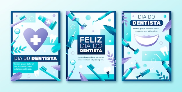 Vector gratuito colección de tarjetas de degradado dia do dentista