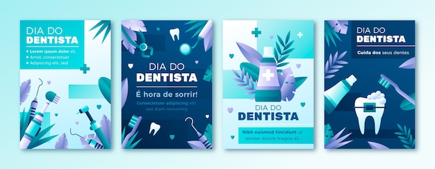 Colección de tarjetas de degradado dia do dentista