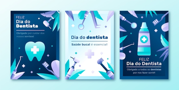 Vector gratuito colección de tarjetas de degradado dia do dentista