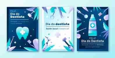 Vector gratuito colección de tarjetas de degradado dia do dentista