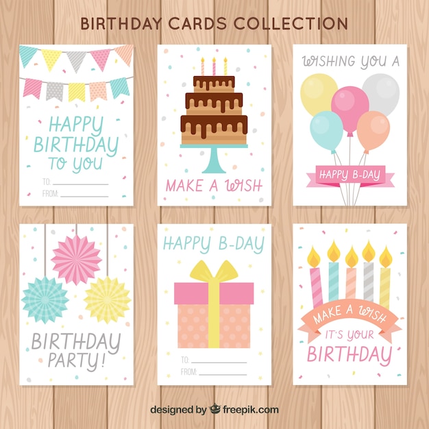 Colección de tarjetas de deseos de cumpleaños