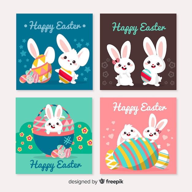 Colección de tarjetas del día de pascua