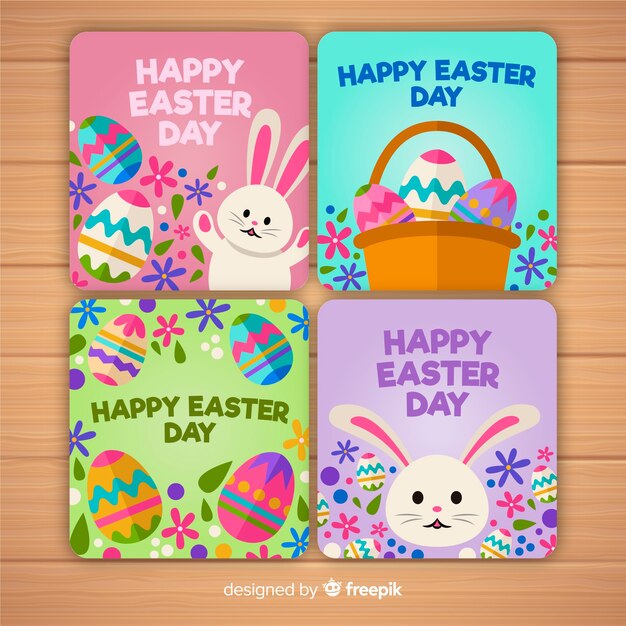 Colección de tarjetas del día de pascua