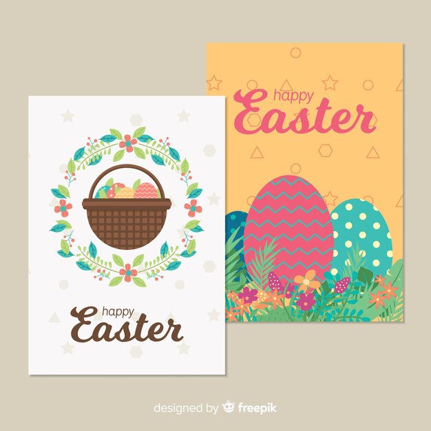 Vector gratuito colección de tarjetas del día de pascua