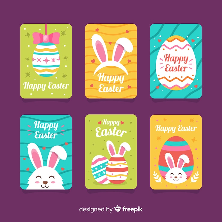 Vector gratuito colección de tarjetas del día de pascua