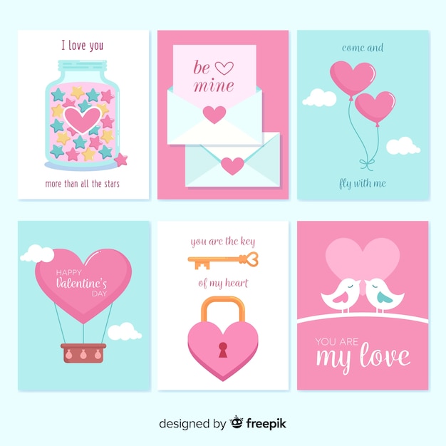 Vector gratuito colección tarjetas día de san valentín