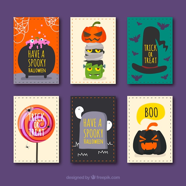 Colección de tarjetas divertidas de halloween