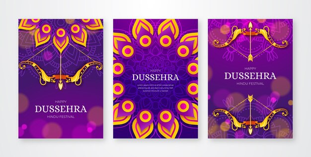 Colección de tarjetas dussehra degradado