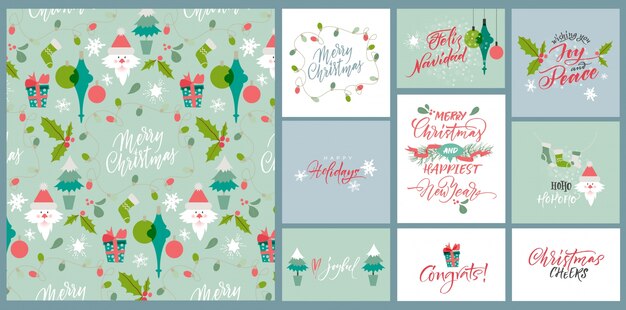 Colección de tarjetas elegantes de navidad