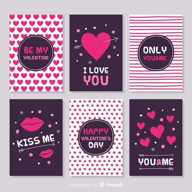 Colección tarjetas estampadas san valentín