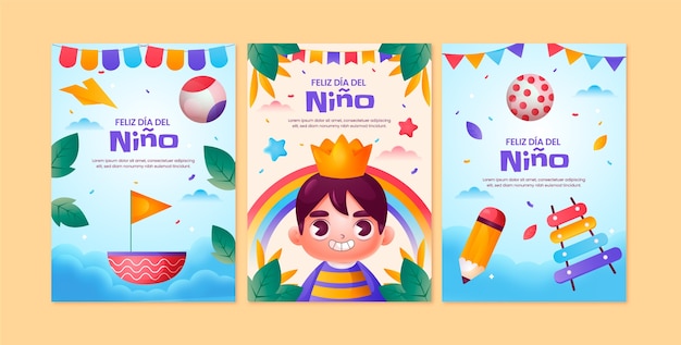 Colección de tarjetas de felicitación para la celebración del día de los niños en español