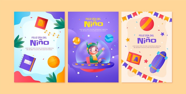 Colección de tarjetas de felicitación para la celebración del día de los niños en español