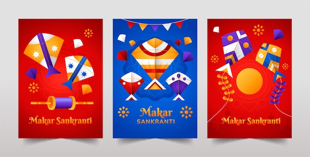 Colección de tarjetas de felicitación para la celebración del festival Makar Sankranti