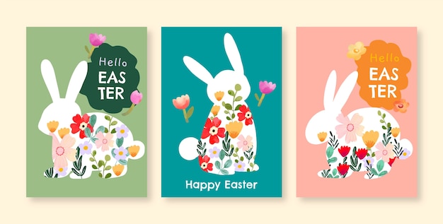 Vector gratuito colección de tarjetas de felicitación de celebración de pascua en acuarela