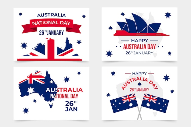 Colección de tarjetas de felicitación del día de australia