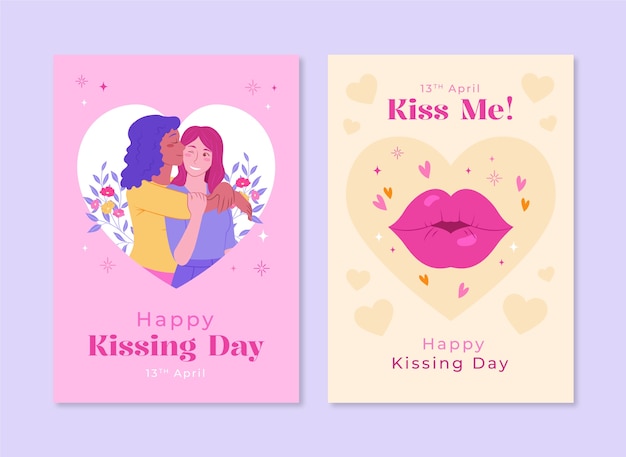 Vector gratuito colección de tarjetas de felicitación para el día internacional del beso