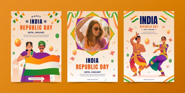 Colección de tarjetas de felicitación para el día de la república de la india