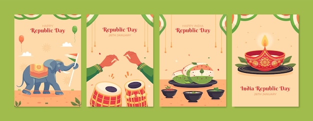 Vector gratuito colección de tarjetas de felicitación del día de la república