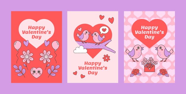Colección de tarjetas de felicitación dibujadas a mano para el día de san valentín