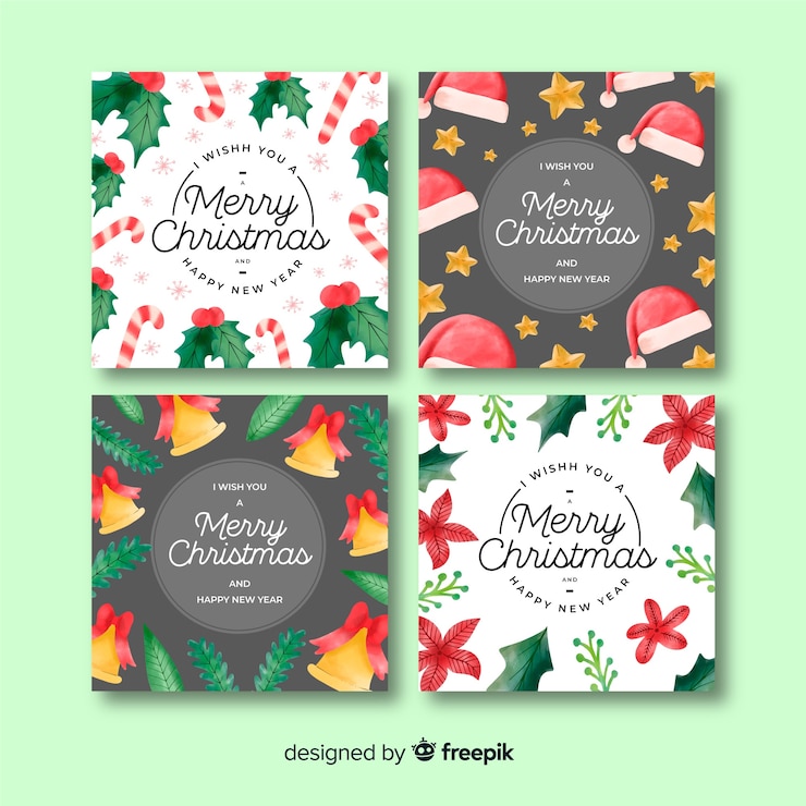 Vector gratuito colección tarjetas felicitación dibujadas a mano navidad