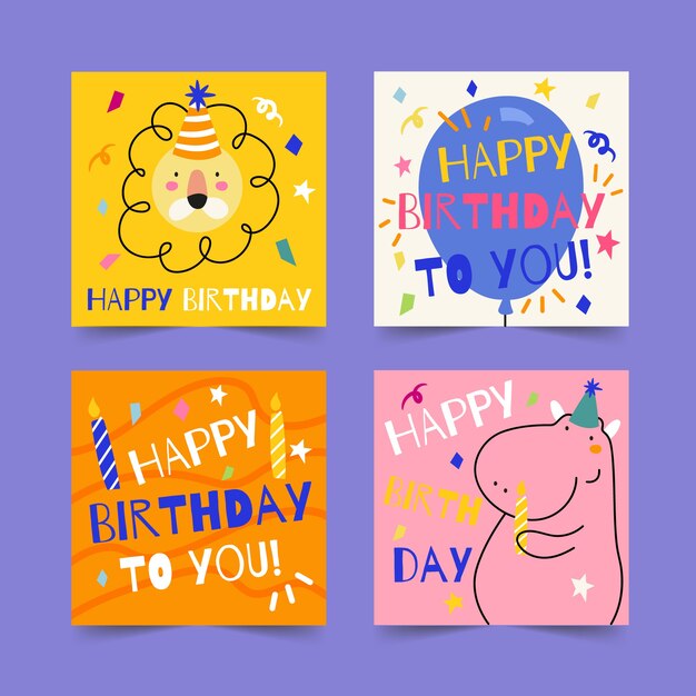 Colección de tarjetas de felicitación de feliz cumpleaños