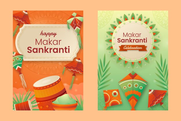 Colección de tarjetas de felicitación para el festival de Makar Sankranti