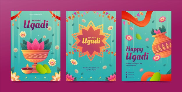 Colección de tarjetas de felicitación para la festividad de Ugadi