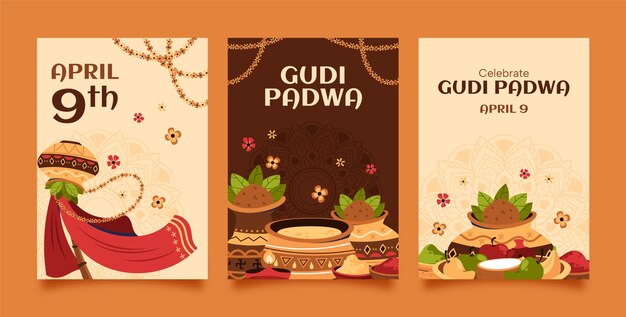 Colección de tarjetas de felicitación para la fiesta de Ugadi