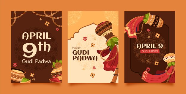 Colección de tarjetas de felicitación para la fiesta de Ugadi