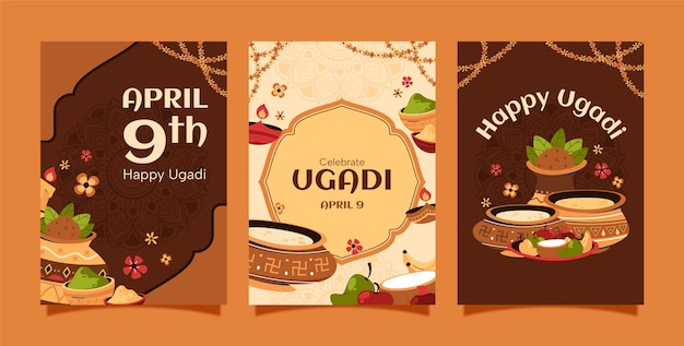Colección de tarjetas de felicitación para la fiesta de Ugadi