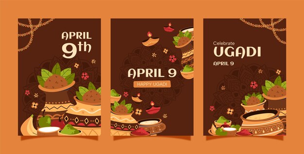 Colección de tarjetas de felicitación para la fiesta de Ugadi