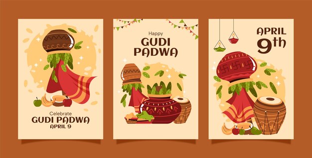 Colección de tarjetas de felicitación para la fiesta de Ugadi