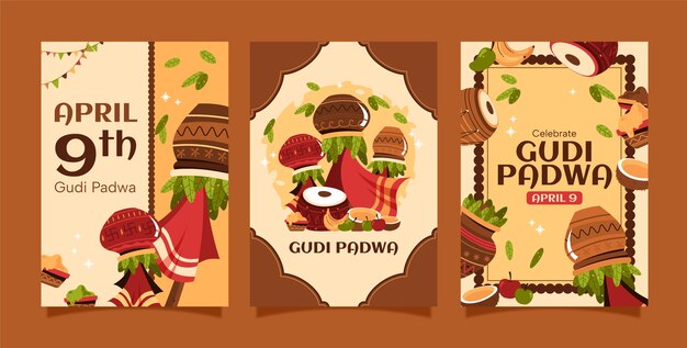Colección de tarjetas de felicitación para la fiesta de Ugadi