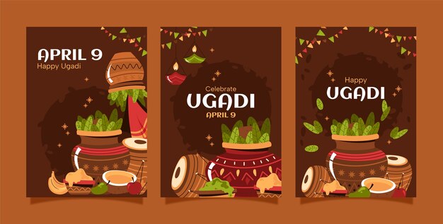 Colección de tarjetas de felicitación para la fiesta de Ugadi