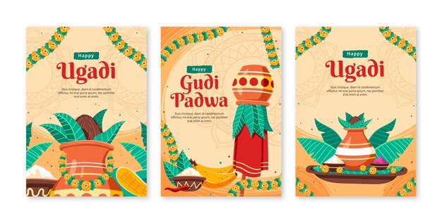 Colección de tarjetas de felicitación para la fiesta de Ugadi