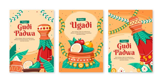 Colección de tarjetas de felicitación para la fiesta de Ugadi