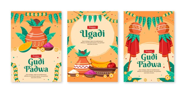 Colección de tarjetas de felicitación para la fiesta de Ugadi