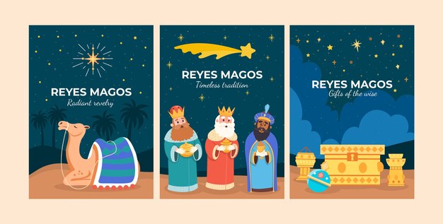 Colección de tarjetas de felicitación de Flat Reyes Magos