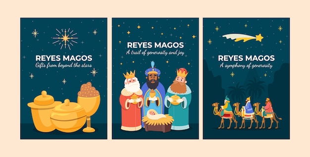 Colección de tarjetas de felicitación de Flat Reyes Magos