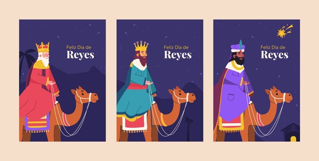 Colección de tarjetas de felicitación de Flat Reyes Magos